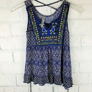 Beauties Boho embroidered Tank Top. Size M
